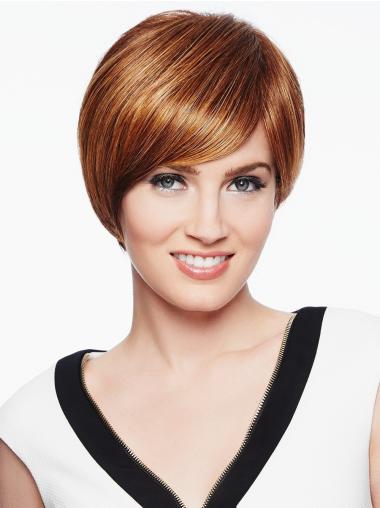 Straight Capless 6" Short Amazing Copper With Bangs Synthetic Wigs