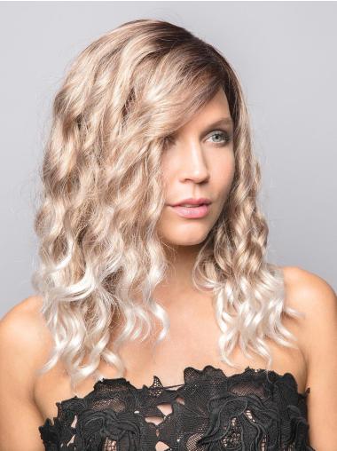 14" Long Curly Blonde Synthetic With Bangs New 100% Hand-tied Wigs