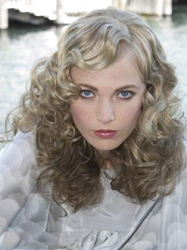 Curly Shoulder Length Grey Lace Front Fashion Wigs