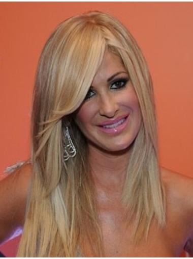 Blonde With Bangs Straight Stylish Human Hair Wigs