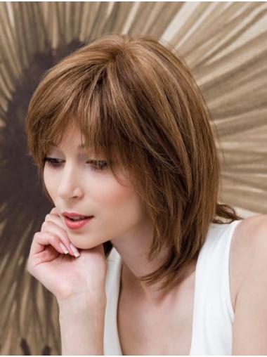 Modern Wigs Shoulder Length Bobs 100% Hand-Tied Brown Wigs