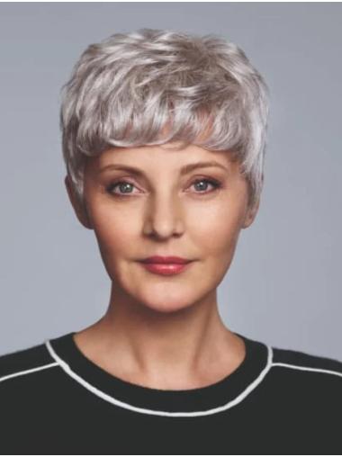 Wigs For Sale Cropped Boycuts 100% Hand-Tied Grey Wigs