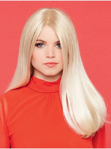 Online Without Bangs Synthetic Blonde Long Straight Wigs Monofilament
