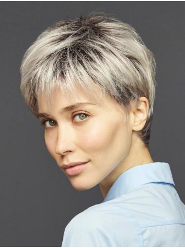 Capless Amazing Straight Boycuts Blonde Synthetic Short Wigs