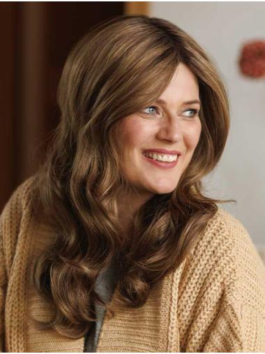Long Wavy Brown Synthetic Layered Popular Hand Tied Wigs