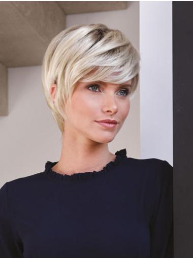 Monofilament Soft Straight Boycuts Blonde Synthetic Short Hair Wigs