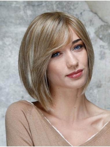 Modern Synthetic Chin Length Blonde Straight 100% Hand-tied Bob Hairstyles