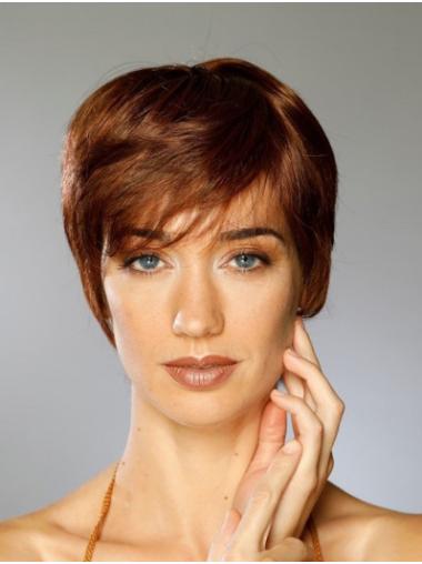 Short Straight Brown Synthetic Boycuts Hairstyles Hand Tied Wigs