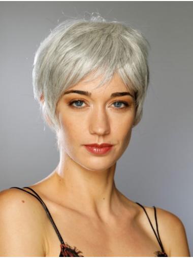 Great Boycuts Synthetic Short Straight 100% Hand-tied Grey Wigs
