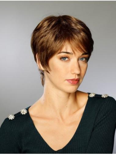 Short Straight Brown Synthetic Boycuts Sassy 100% Hand-tied Wigs