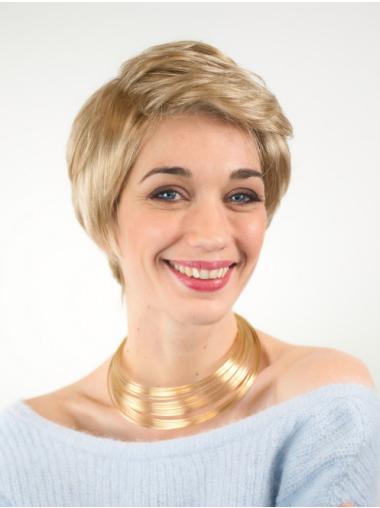 Straight No-fuss Short Synthetic Blonde Boycuts Lace Wigs