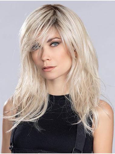 Incredible Monofilament Straight Synthetic Blonde With Bangs Long Wig