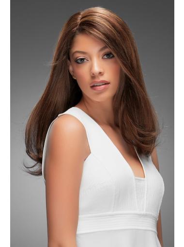 Remy Human Hair Straight 18"(As Picture) Brown Part Topper From