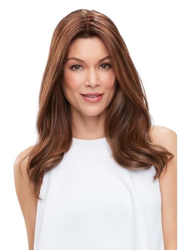 Remy Human Hair Straight 18"(As Picture) Brown Part XL French Topper From