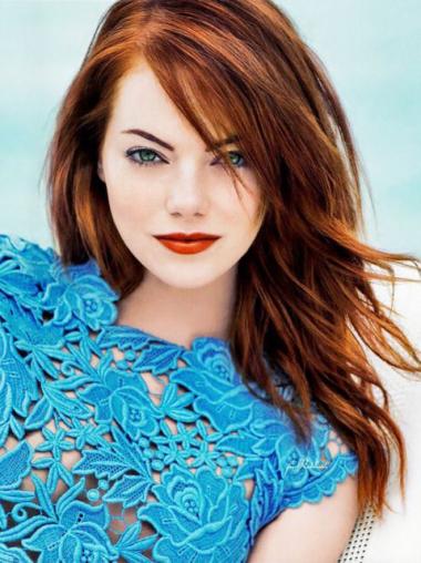 With Bangs Cheap Wigs Long Straight 18 Inches Convenient Emma Stone