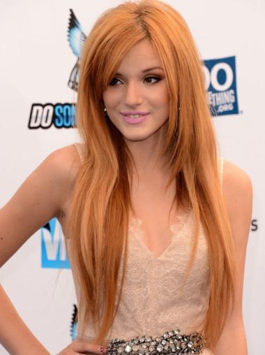 Capless Without Bangs Straight Modern 26" Bella Thorne Celebrity Human Hair Wigs
