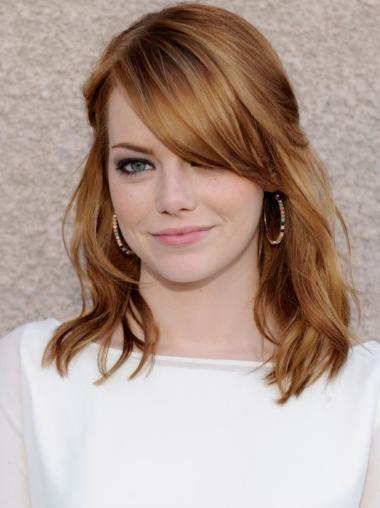 100% Hand-Tied Copper Wavy Great Emma Stone Wig For Sale Human Hair