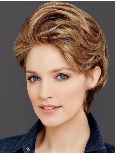 100% Hand-Tied Brown Short Classic Good Quality Synthetic Wigs