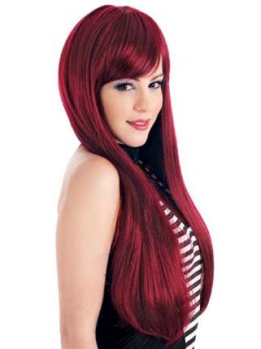 Red Long Synthetic Good Cheap Lace Wig