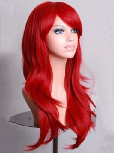 Red Long Synthetic Online Elastic Lace Wigs