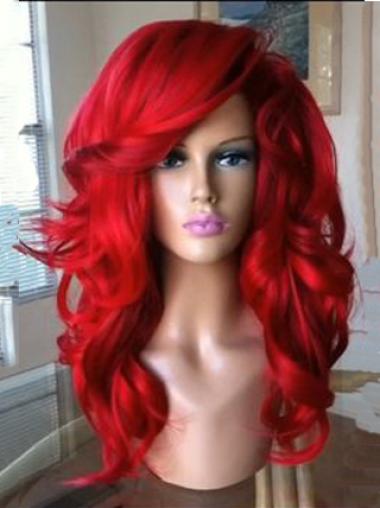 Wavy Red Synthetic Top Long Wigs For Sale