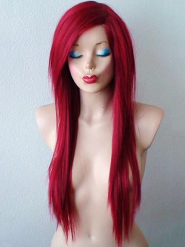 Red Long Synthetic New Flat Lace Wig