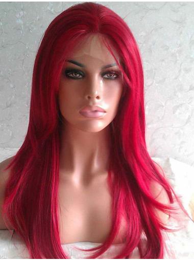 Red Long Synthetic Comfortable Frontal Lace Wig