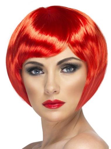 8 Inches Synthetic Chin Length Straight Red Medium Wig