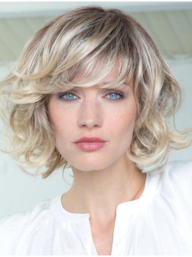 Monofilament With Bangs Designed Blonde Wigs Real Hair