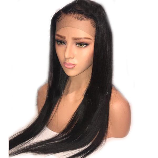 Straight Brazilian Remy Hair Lace Frontal Wigs Pre Plucked Hairline With Baby Hair
