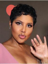 Cropped Fashionable Curly Lace Front 6" Remy Human Hair Toni Braxton Wigs
