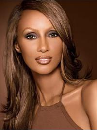Synthetic Lace Front Without Bangs Long 18" Brown Top Iman Wigs