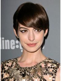Brown Boycuts 6" Anne Hathaway Natural Lace Front Wigs Human Hair