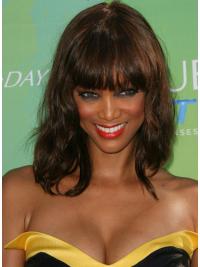Capless With Bangs Wavy 14 Inches Trendy Tyra Banks Human Hair Wigs