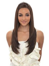 Modern Capless Brown Straight Long Afro Synthetic Wigs