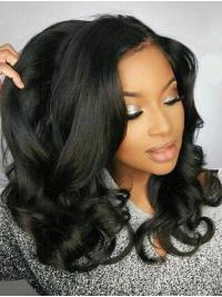 Incredible Black Without Bangs 18 Inches 360 Full Lace Human Hair Wigs