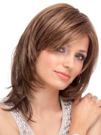 Durable Straight Lace Front 14" Remy Auburn Human Wigs With Bangs