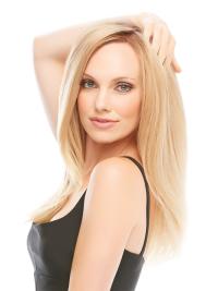 Amazing 17" Blonde Long Layered Straight Lace Front 100 Percent Human Hair Wig