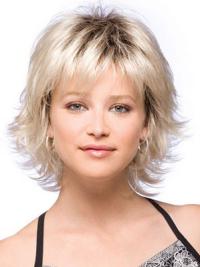 Comfortable Straight With Bangs Synthetic Cheap Blonde Wigs