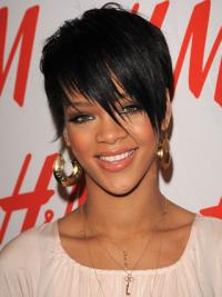 4" Synthetic Lace Front Boycuts Black Cropped Rihanna Wigs