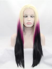 Beautiful Straight Colorful Wigs Lace Front Without Bangs