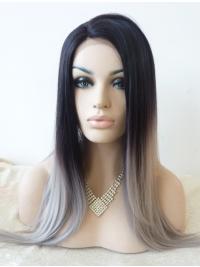 Without Bangs Straight Comfortable Lace Front Wigs Synthetic
